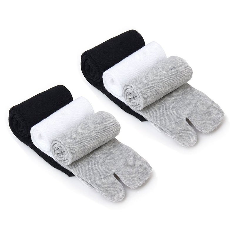 ROSENICE 3 Pairs of Elastic Cotton Tabi Toe Socks (White/Grey/Black) - Image 3